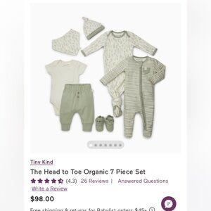 Organic Baby Clothing Set with Green and Cream Tones